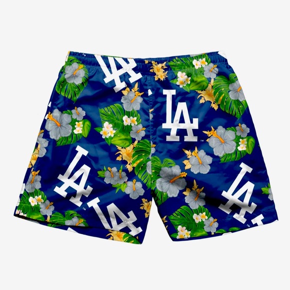 NWOT Los Angeles Dodgers Official Merchandise Floral Swimming Trunks 2XL - Picture 3 of 7